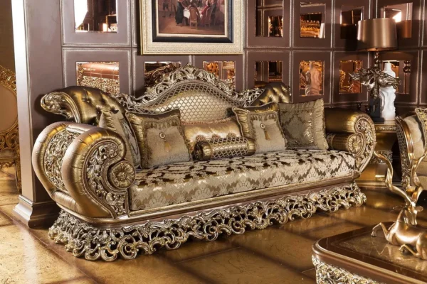 Luxury Antique Design Solid Teak Wood Carving Sofa Set - Image 2
