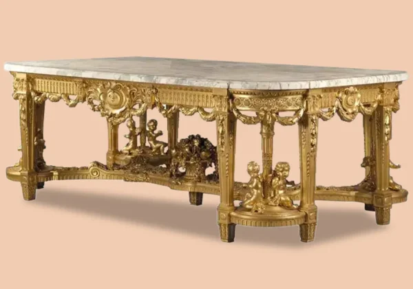 Luxury Solid Teak Wood Hand Carving Louis Style Center Table - Image 4