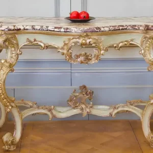 Royal Luxury Louis XV Gilded and Painted Console Table