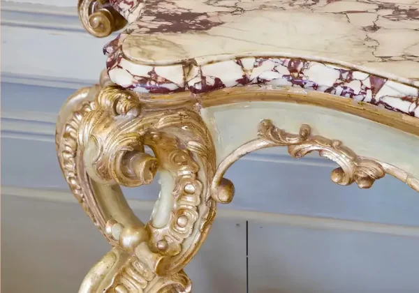 Royal Luxury Louis XV Gilded and Painted Console Table - Image 3