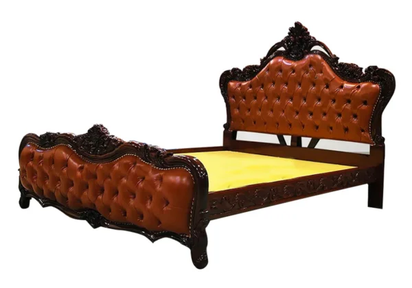 Walnut Shade Carved Teak King Size Bed - Image 2