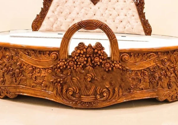 Luxury Designer Wooden Round Bed - Image 2