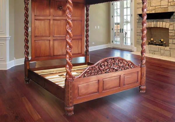 Elegant Designer Canopy Wooden Bed - Image 3
