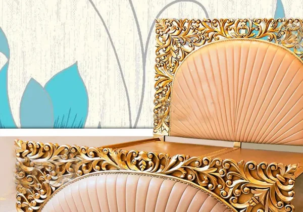 Leatherette Royal Bed with Golden Finish - Image 2