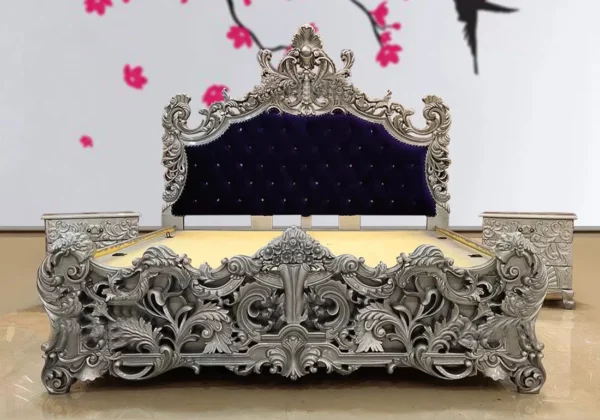 Elegant Modern Designer Silver Bed Set - Image 2